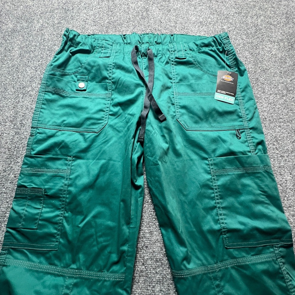 Dickies Gen Flex Scrub Pants Hunter Green Stretch Cargo Utility Medium - Picture 7 of 11